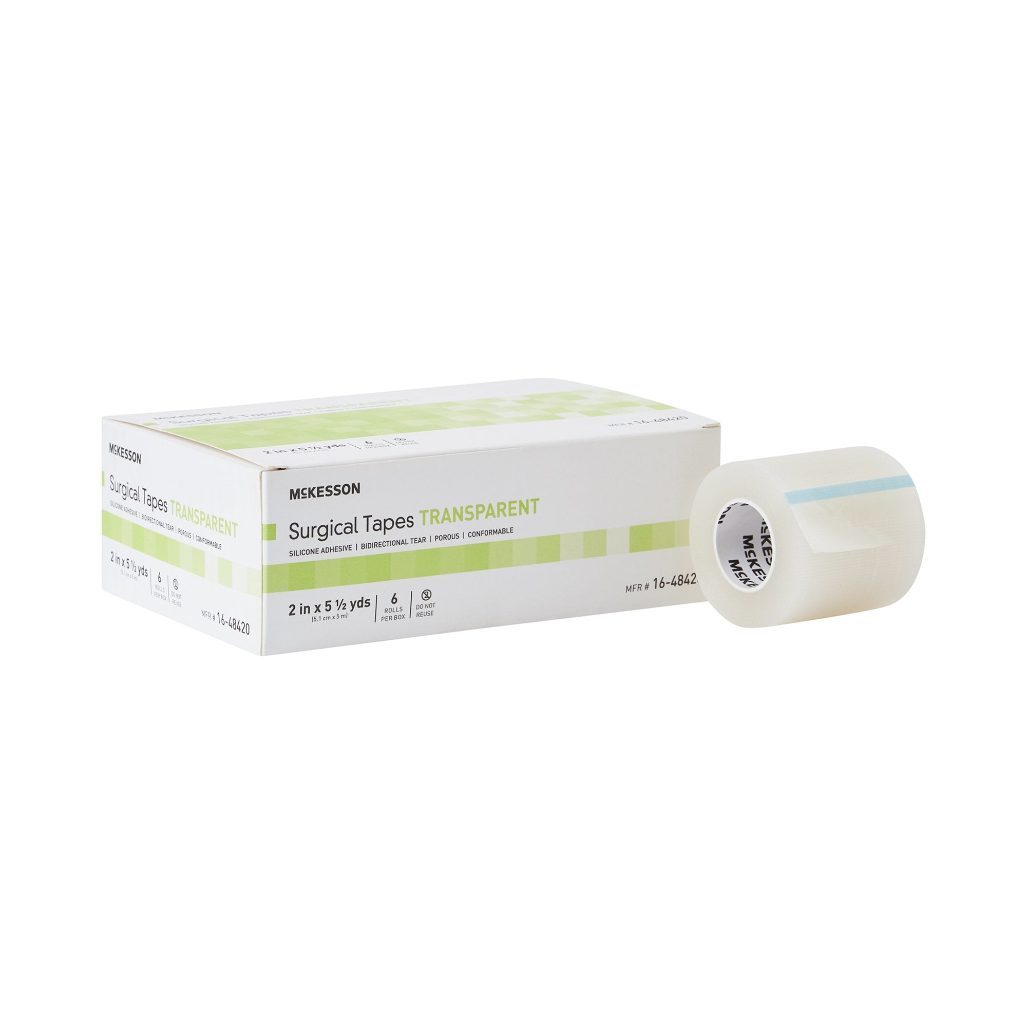 McKesson Silicone Medical Tape, 2 Inch x 5-1/2 Yard, Transparent-Medical Tape McKesson Transparent 2 Inch X 5-1/2 Yard Plastic / Silicone NonSterile