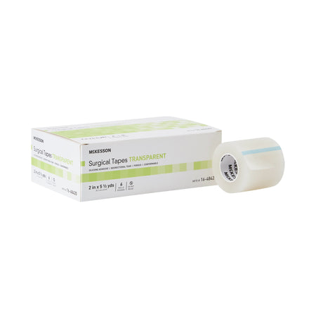 McKesson Silicone Medical Tape, 2 Inch x 5-1/2 Yard, Transparent-Medical Tape McKesson Transparent 2 Inch X 5-1/2 Yard Plastic / Silicone NonSterile