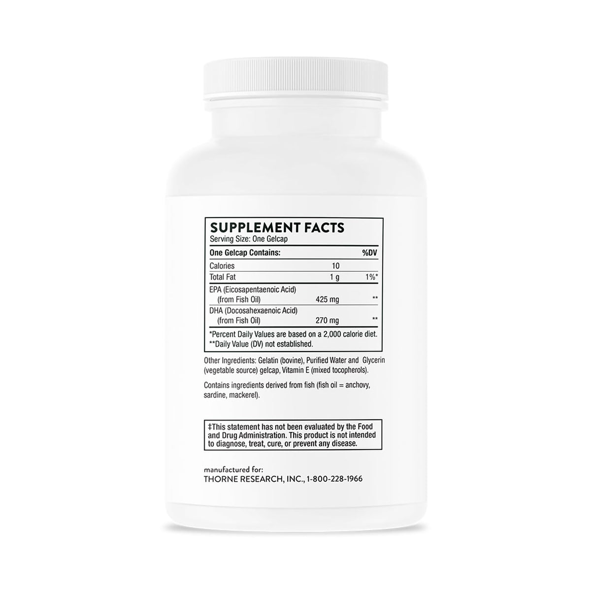 Thorne Super EPA Dietary Supplement-Dietary Supplement THORNE Super EPA EPA / DHA 425 mg - 275 mg Strength Gelcap 90 per Bottle