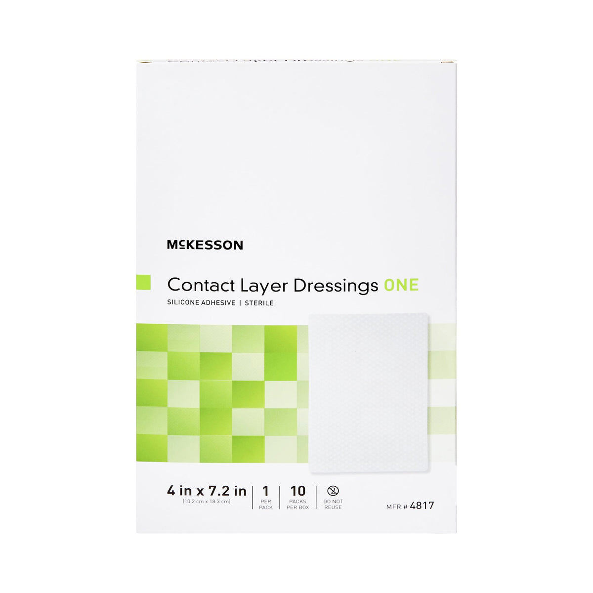 McKesson Silicone Wound Contact Layer Dressing, 4 x 7-2/5 Inch-Wound Contact Layer Dressing McKesson 4 X 7.2 Inch Sterile
