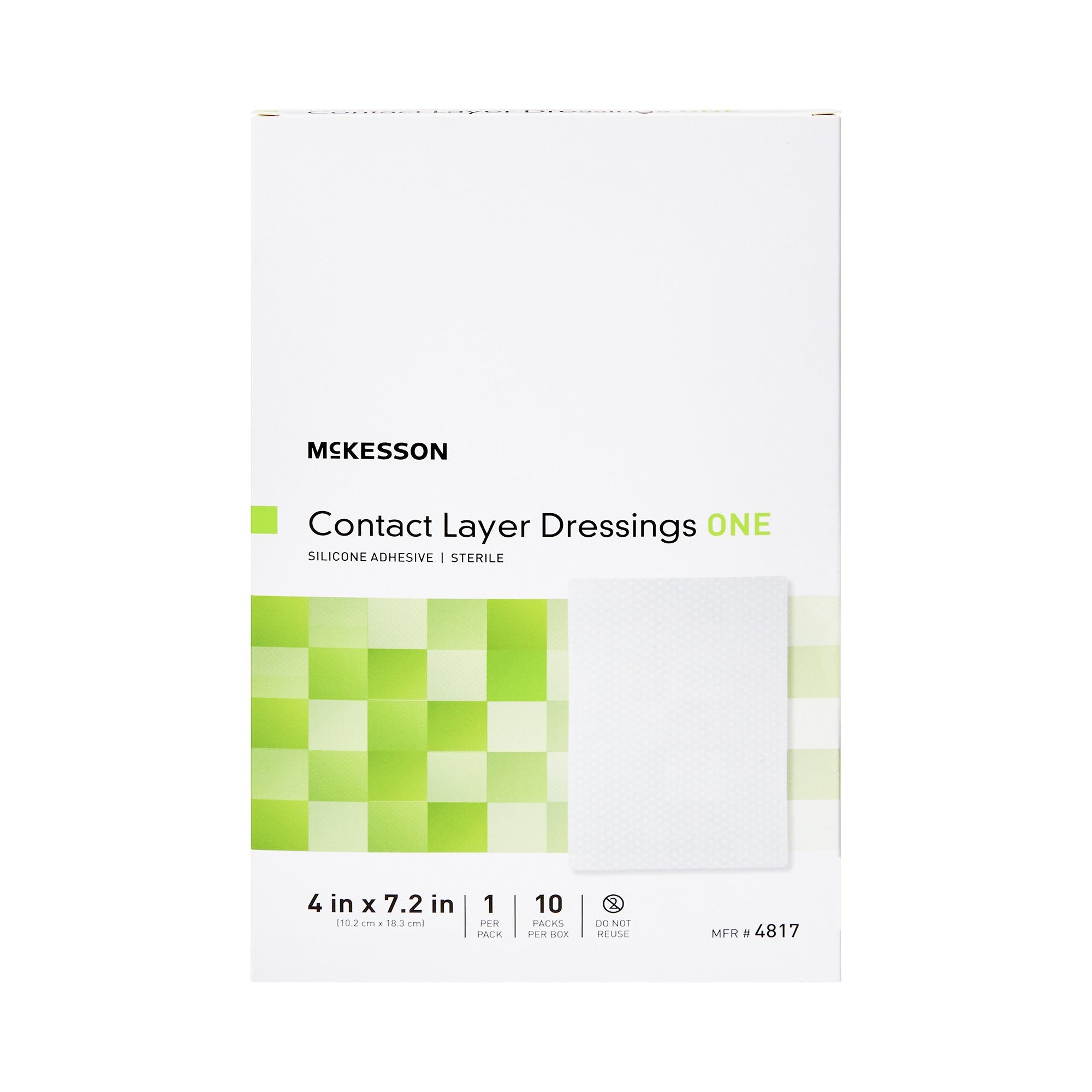 McKesson Silicone Wound Contact Layer Dressing, 4 x 7-2/5 Inch-Wound Contact Layer Dressing McKesson 4 X 7.2 Inch Sterile