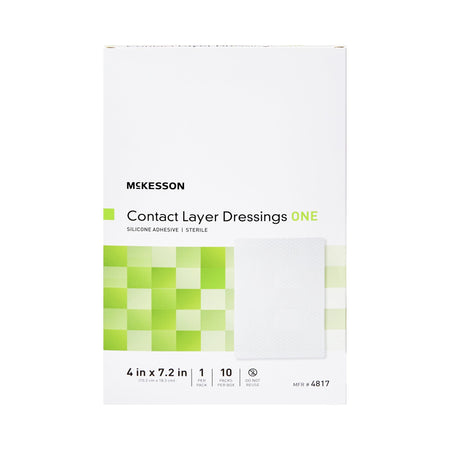 McKesson Silicone Wound Contact Layer Dressing, 4 x 7-2/5 Inch-Wound Contact Layer Dressing McKesson 4 X 7.2 Inch Sterile