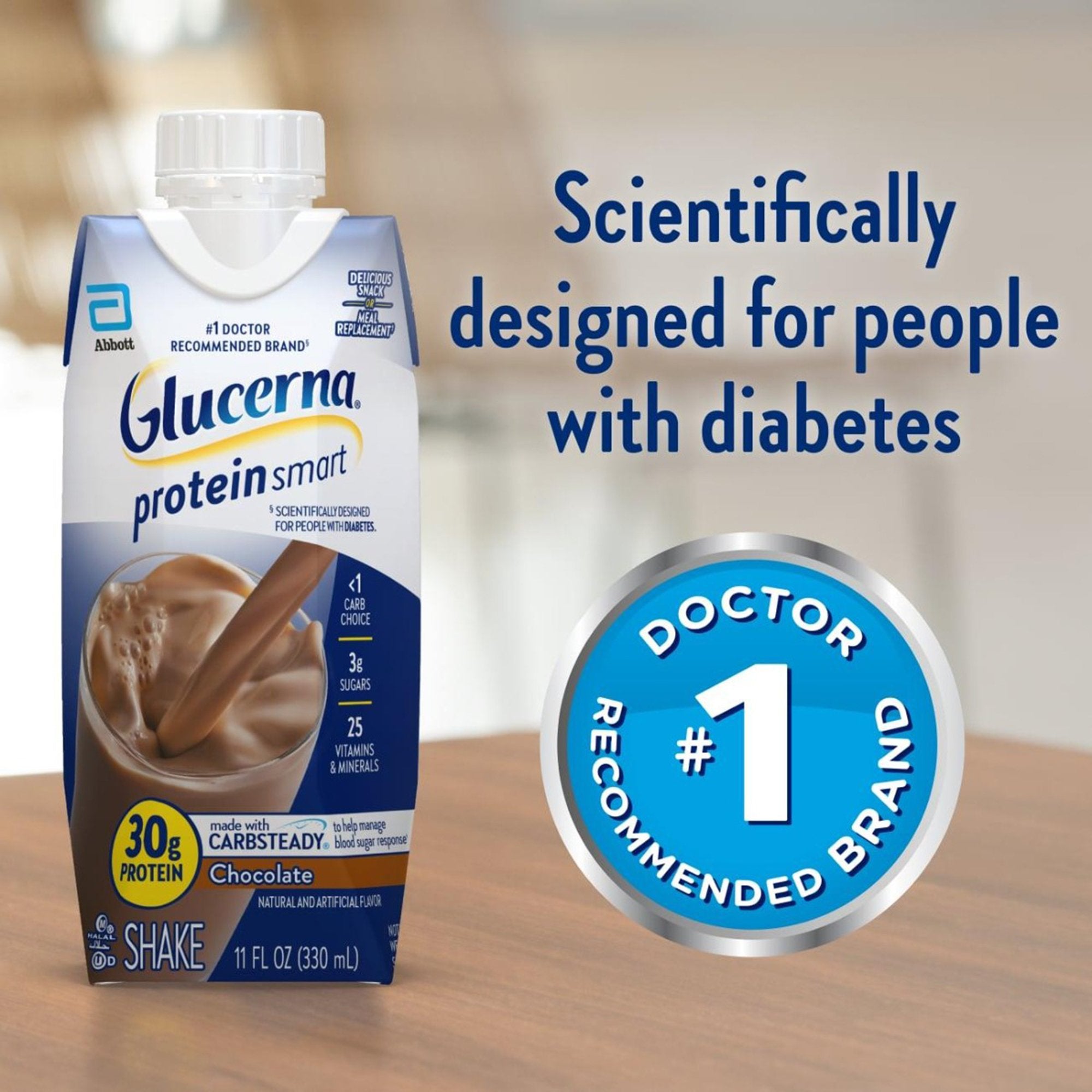 Oral Supplement Glucerna® Protein Smart Shake Chocolate Flavor Liquid 11 oz. Reclosable Carton