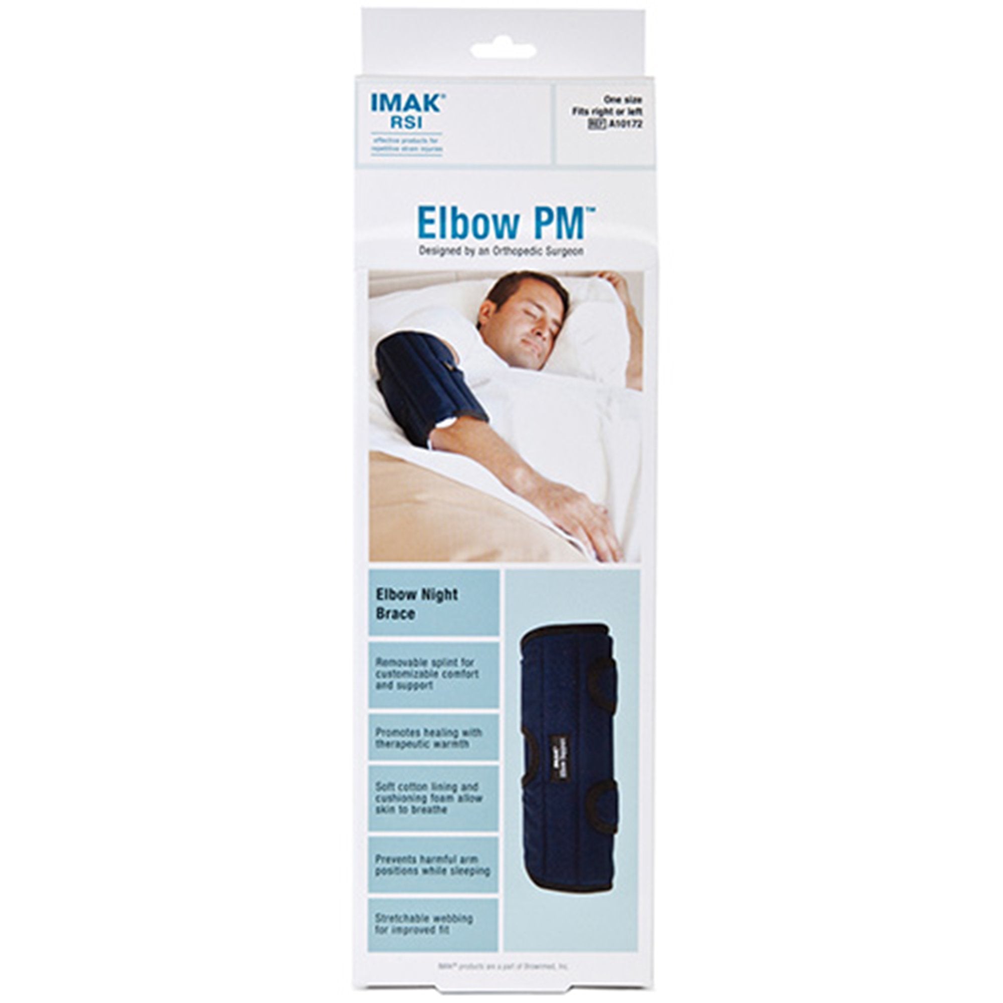 IMAK RSI Elbow Support for Nighttime Use-Elbow Support IMAK RSI One Size Fits Most Dual Hook and Loop Strap Closures Left or Right Elbow Blue