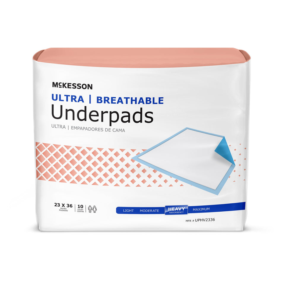 McKesson Ultra Breathable Heavy Absorbency Low Air Loss Underpad, 23 x 36 Inch-Disposable Underpad McKesson Ultra Breathable 23 X 36 Inch Fluff / Polymer Heavy Absorbency