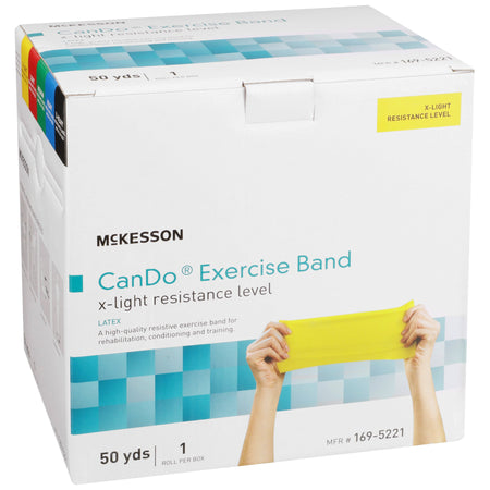 McKesson Exercise Resistance Band, Yellow, 5 Inch x 50 Yard, X-Light Resistance-Exercise Resistance Band McKesson CanDo Yellow 5 Inch X 50 Yard X-Light Resistance