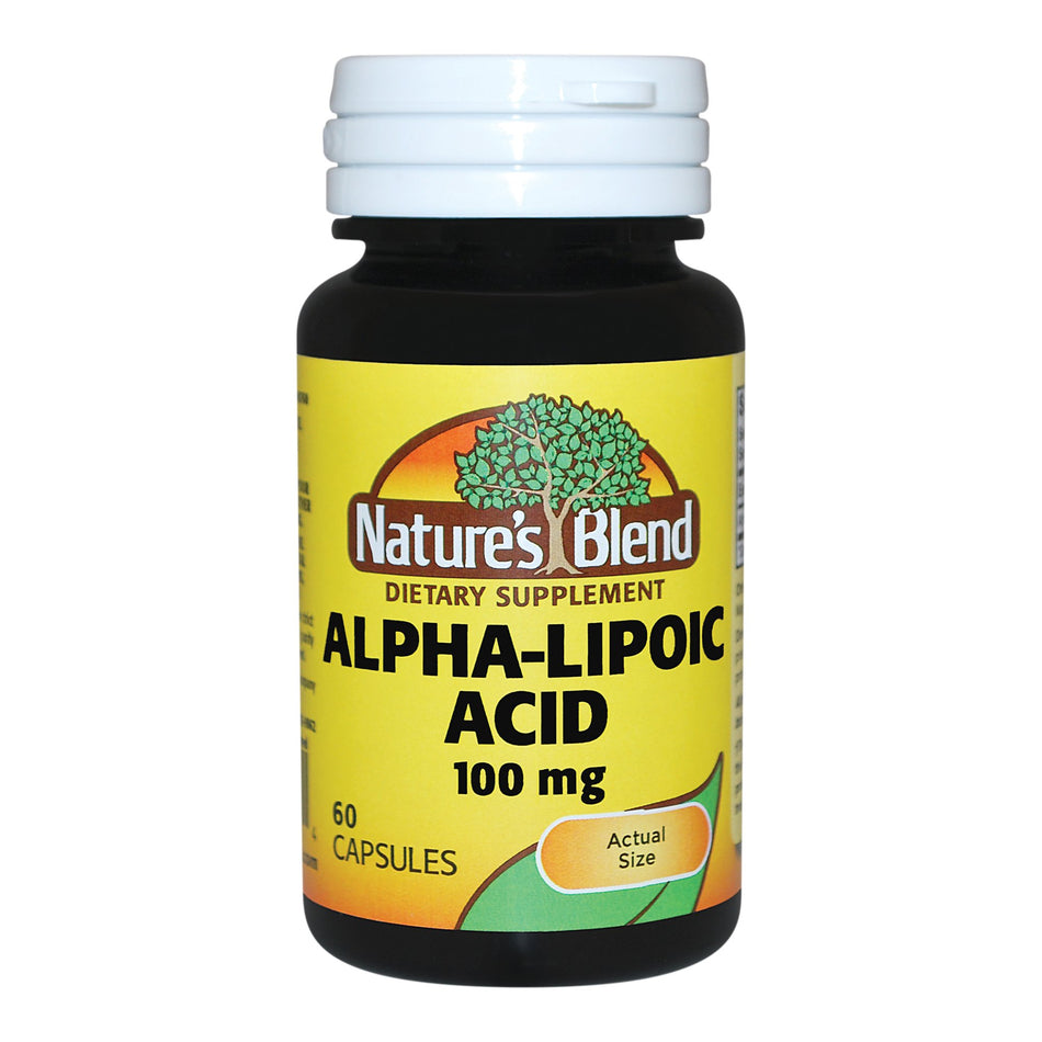 Nature's Blend Alpha Lipoic Acid Dietary Supplement-Dietary Supplement Nature's Blend Alpha Lipoic Acid / Calcium Phosphate 100 mg Strength Capsule 60 per Bottle