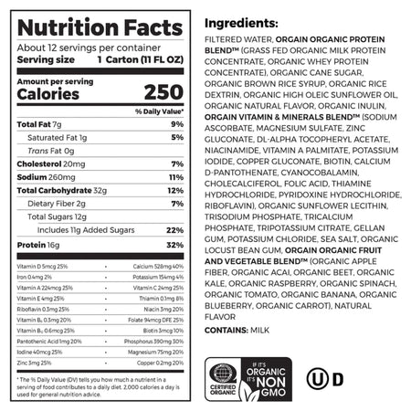 Orgain Organic Nutrition Vanilla Nutritional Shake, 11-ounce carton-Oral Supplement Orgain Organic Nutritional Shake Sweet Vanilla Bean Flavor Liquid 11 oz. Carton
