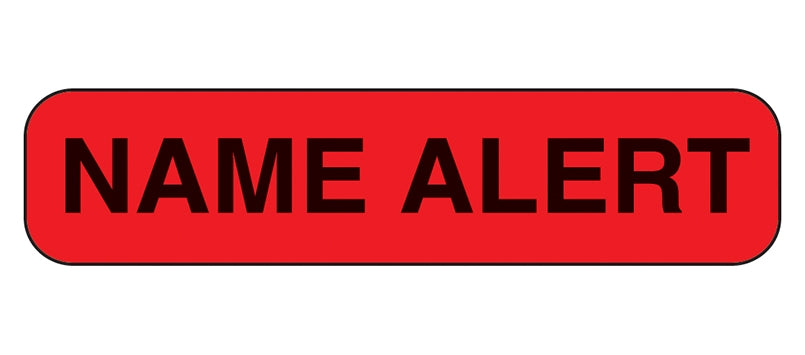Barkley Name Alert Advisory Label, 1.6 x 0.4 Inch-Pre-Printed Label Barkley Auxiliary Label Red Paper Name Alert Black Alert Label 3/8 X 1-5/8 Inch
