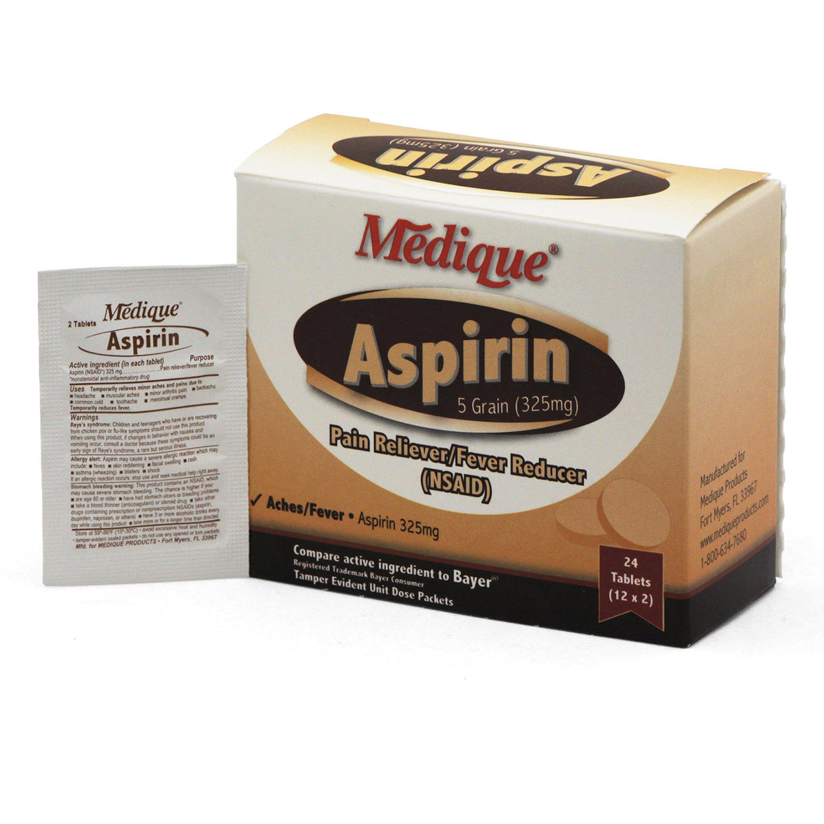 Medique Aspirin Pain Relief-Pain Relief 325 mg Strength Aspirin Tablet 24 per Box