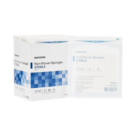 McKesson Sterile Nonwoven Sponge, 4 x 4 Inch, 6-Ply-Nonwoven Sponge McKesson 4 X 4 Inch 6-Ply Sterile 2 per Pack