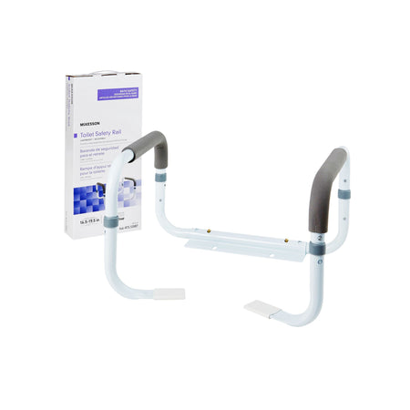 McKesson Toilet Safety Rail, White Steel, Width-Adjustable - Ambulatory Equipment>Safety and Grab Bars - McKesson Brand