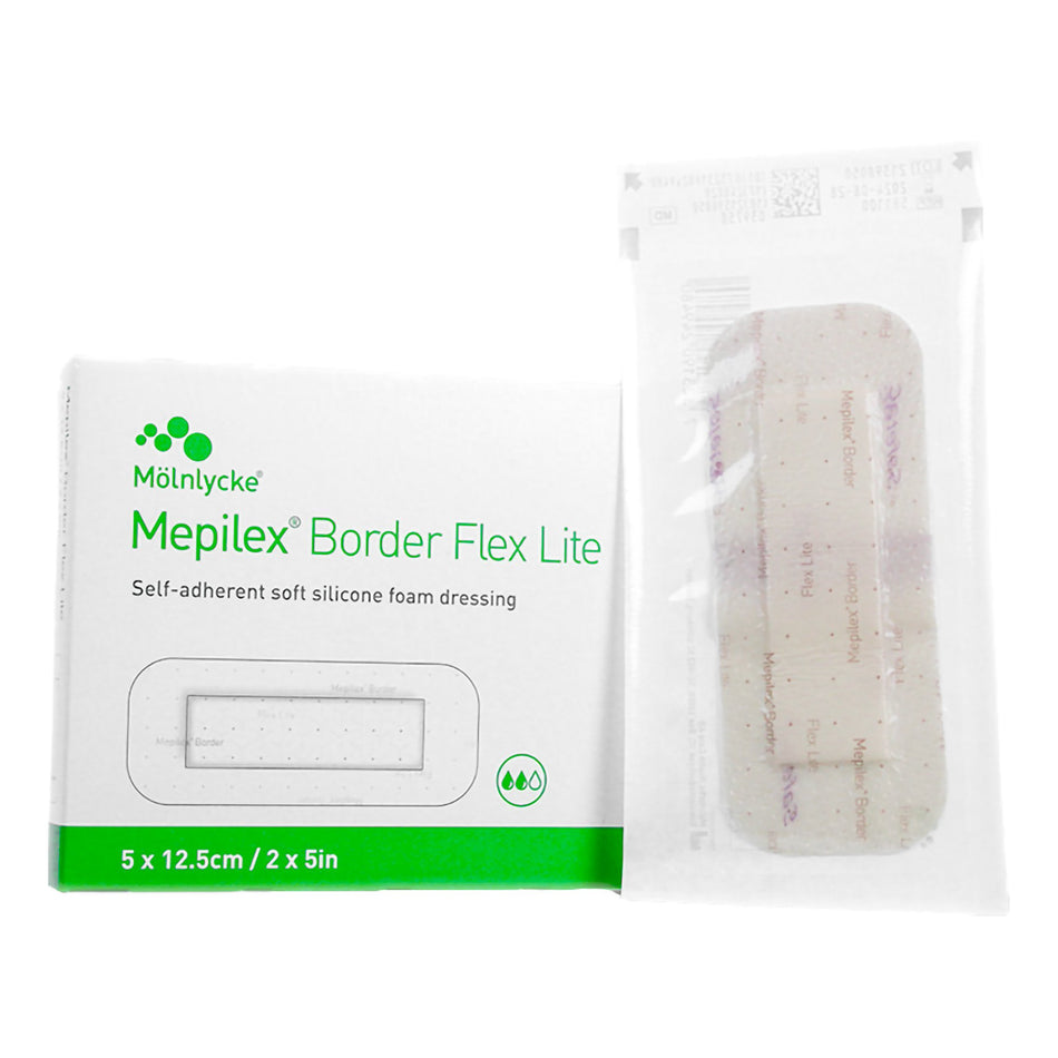 Mepilex� Border Flex Lite Silicone Foam Dressing, 2 x 5 Inch-Thin Foam Dressing Mepilex� Border Flex Lite 2 X 5 Inch With Border Film Backing Silicone Adhesive Rectangle Sterile