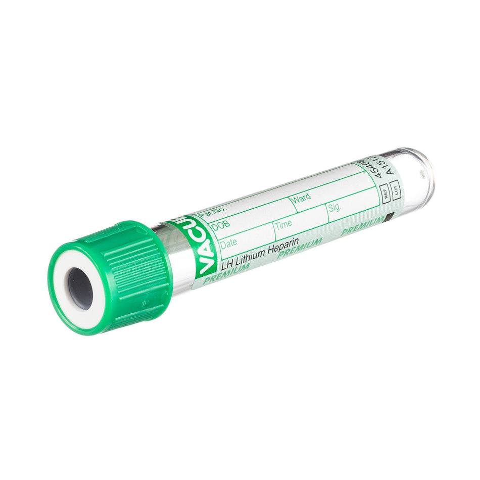 Vacuette Venous Blood Collection Tube, 1 mL, 13 x 75 mm-VACUETTE Venous Blood Collection Tube Lithium Heparin Additive 1 mL Screw Cap Polyethylene Terephthalate (PET) Tube