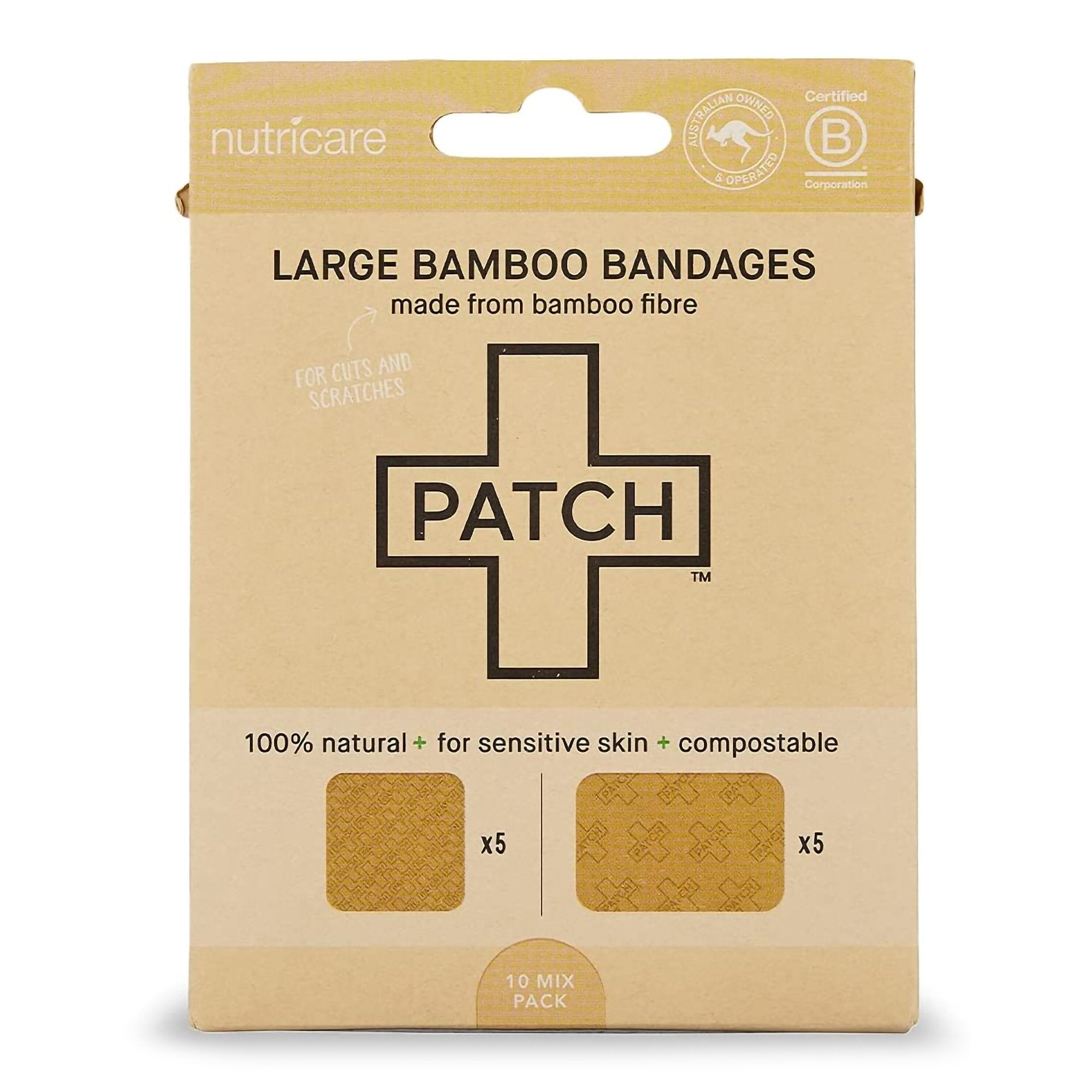 Patch Adhesive Strip, 2 x 3 Inch / 3 x 3 Inch-Adhesive Strip Patch 2 X 3 Inch / 3 X 3 Inch Bamboo Rectangle / Square Tan Sterile