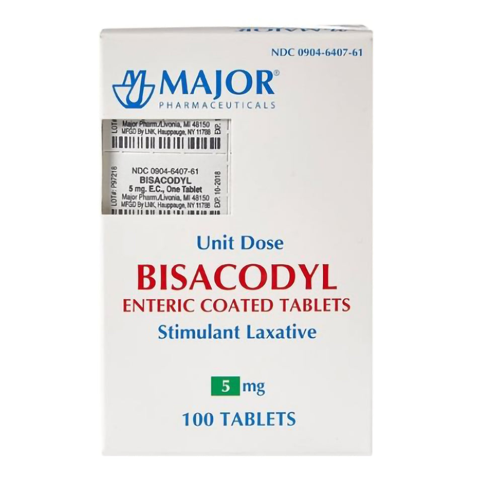 Major Bisacodyl USP Laxative-Laxative Major Tablet 100 per Bottle 5 mg Strength Bisacodyl USP
