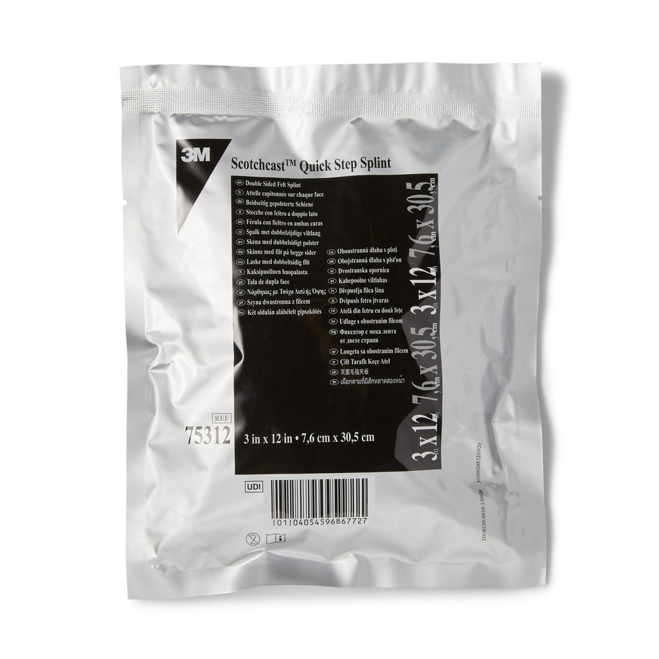 3M Scotchcast Quick Step Double Sided Felt Padded Splint, 3 x 12 Inch-Padded Precut Splint 3M Scotchcast Quick Step Double Sided Felt 3 X 12 Inch Felt / Fiberglass White