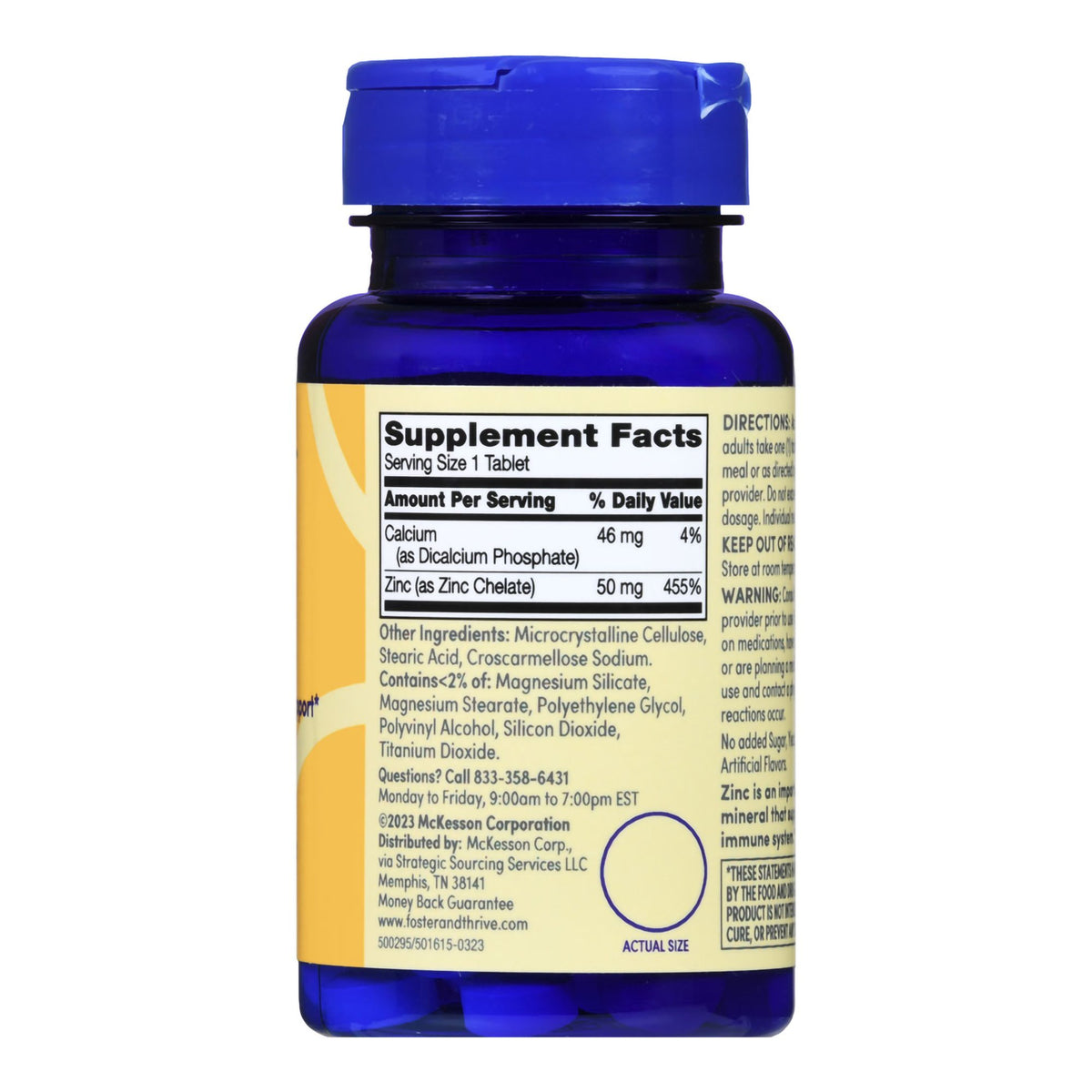 Foster & Thrive Chelated Zinc 50 mg Tablets-Mineral Supplement Foster & Thrive Zinc Gluconate 50 mg Strength Tablet 100 per Bottle Unflavored