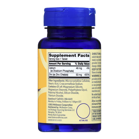 Foster & Thrive Chelated Zinc 50 mg Tablets-Mineral Supplement Foster & Thrive Zinc Gluconate 50 mg Strength Tablet 100 per Bottle Unflavored