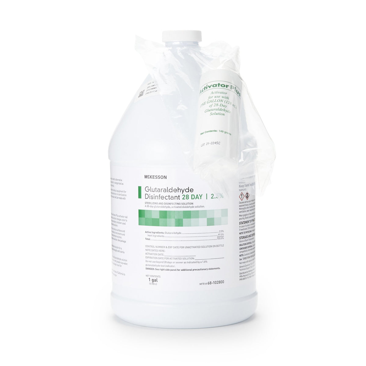 McKesson Glutaraldehyde High Level Disinfectant, 1 gal Jug-Glutaraldehyde High-Level Disinfectant McKesson 28 Day Activation Required Liquid 1 gal. Jug Reusable