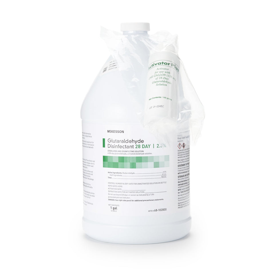 McKesson Glutaraldehyde High Level Disinfectant, 1 gal Jug-Glutaraldehyde High-Level Disinfectant McKesson 28 Day Activation Required Liquid 1 gal. Jug Reusable