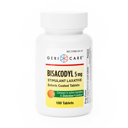 Geri-Care Bisacodyl Laxative-Laxative Geri-Care Tablet 100 per Bottle 5 mg Strength Bisacodyl USP