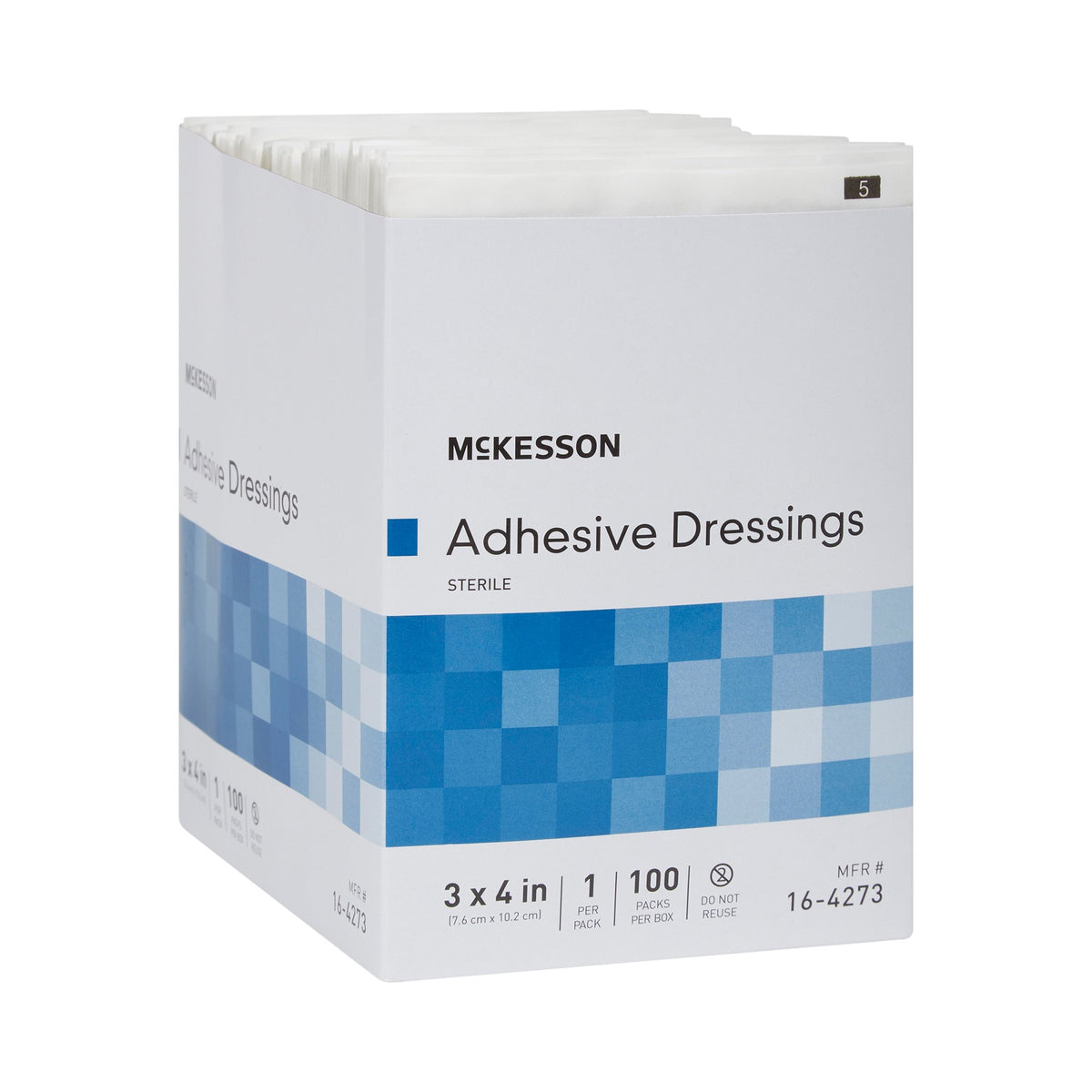 McKesson White Adhesive Dressing, 3 x 4 Inch-Island Dressing McKesson 3 X 4 Inch Rectangle Sterile