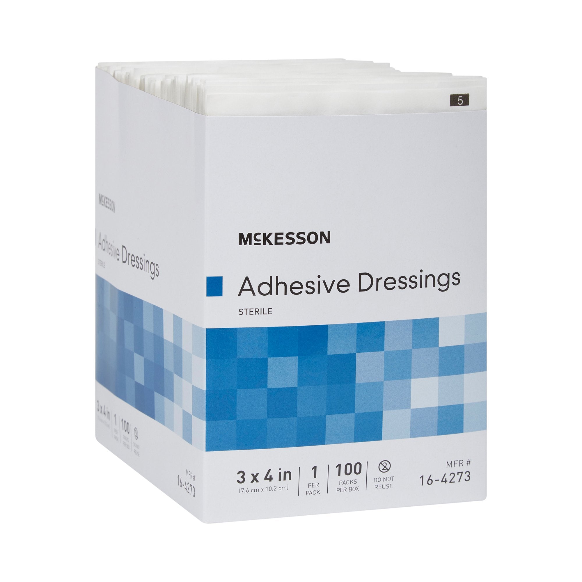 McKesson White Adhesive Dressing, 3 x 4 Inch-Island Dressing McKesson 3 X 4 Inch Rectangle Sterile