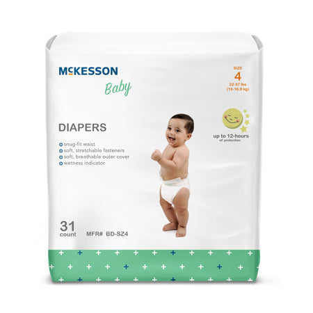 McKesson Baby Diaper, Size 4 for Toddlers weighing 22 – 31 lbs. - Incontinence>Pediatric Diapers and Training Pants - McKe...