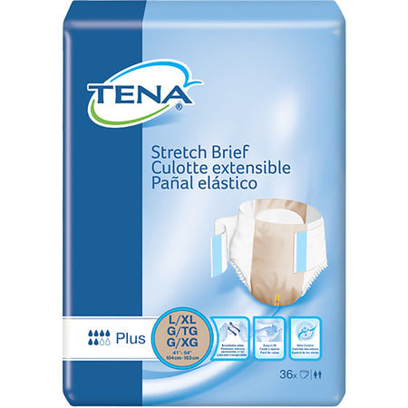 Tena Stretch Plus Incontinence Brief, Large / Extra Large-Unisex Adult Incontinence Brief TENA Stretch Plus Large / X-Large Disposable Moderate Absorbency