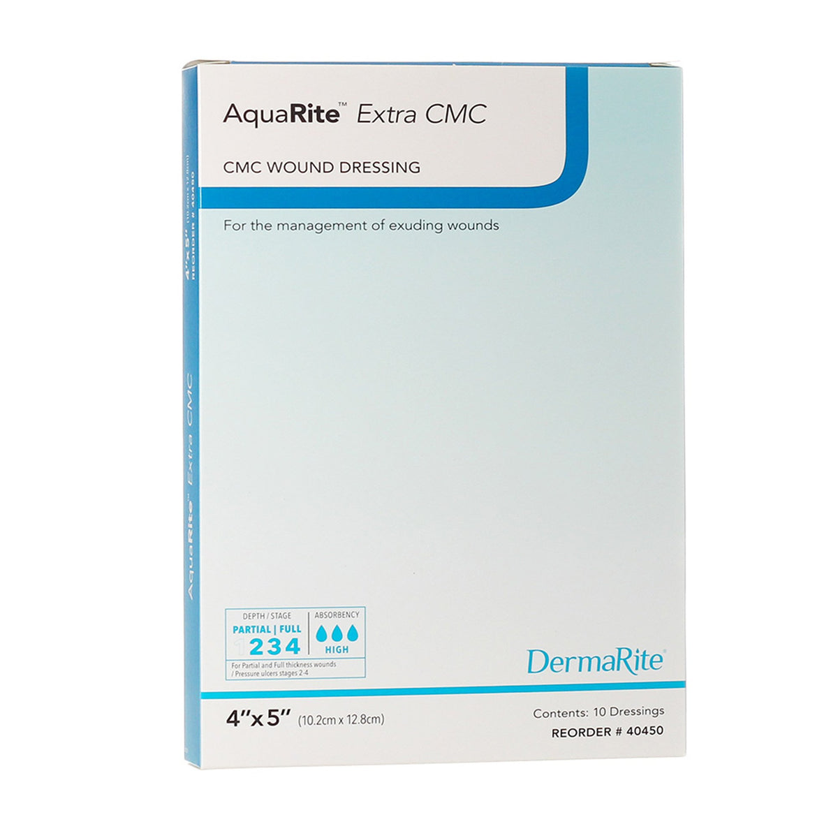 AquaRite Extra CMC Gelling Fiber Wound Dressing, 4 x 5 Inch-Gelling Fiber Wound Dressing AquaRite Extra CMC 4 X 5 Inch Rectangle Sterile