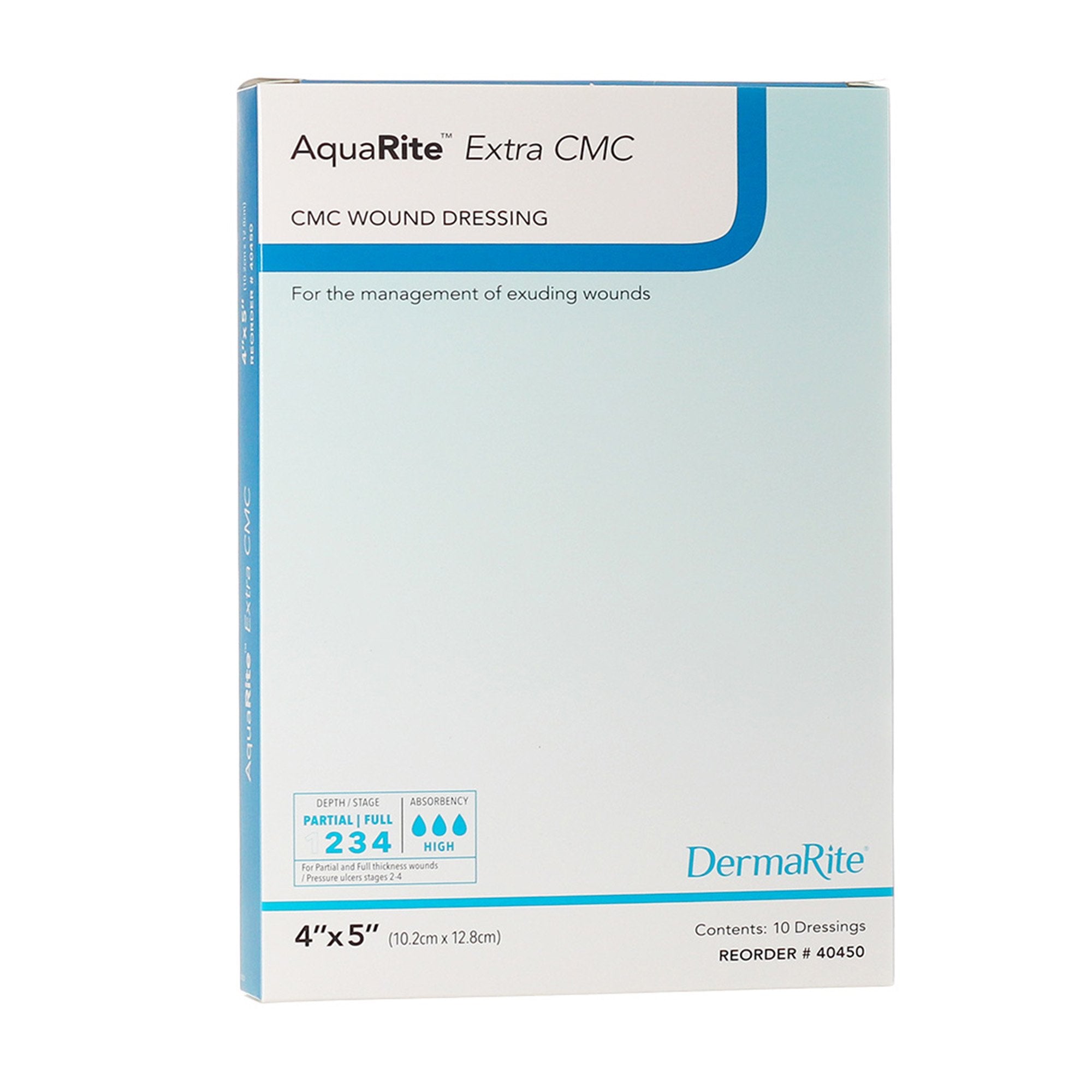 AquaRite Extra CMC Gelling Fiber Wound Dressing, 4 x 5 Inch-Gelling Fiber Wound Dressing AquaRite Extra CMC 4 X 5 Inch Rectangle Sterile