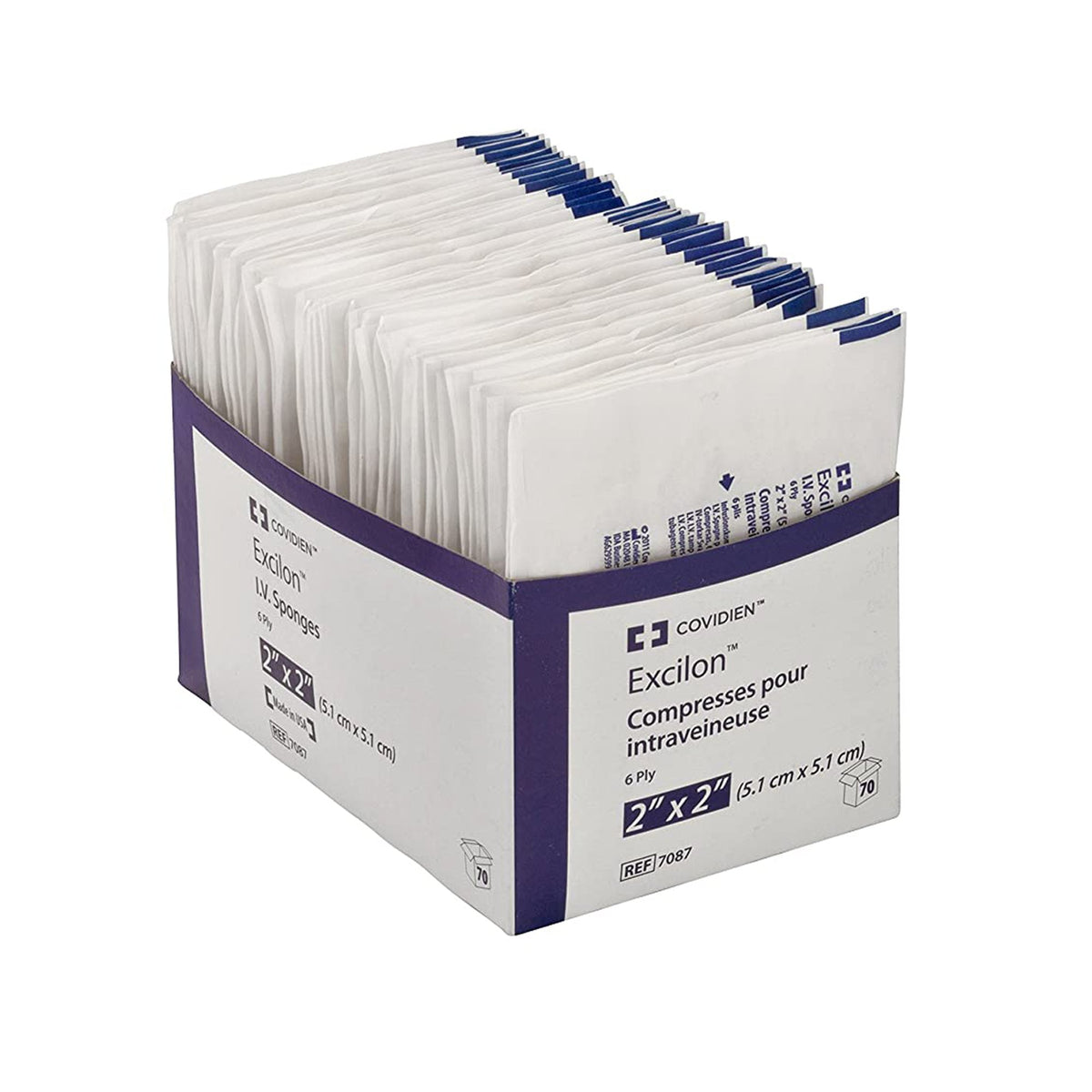Excilon I.V. / Drain Split Dressing, 2 x 2 inch, 6-Ply-I.V. Sponge Excilon Nonwoven 2 X 2 Inch Sterile