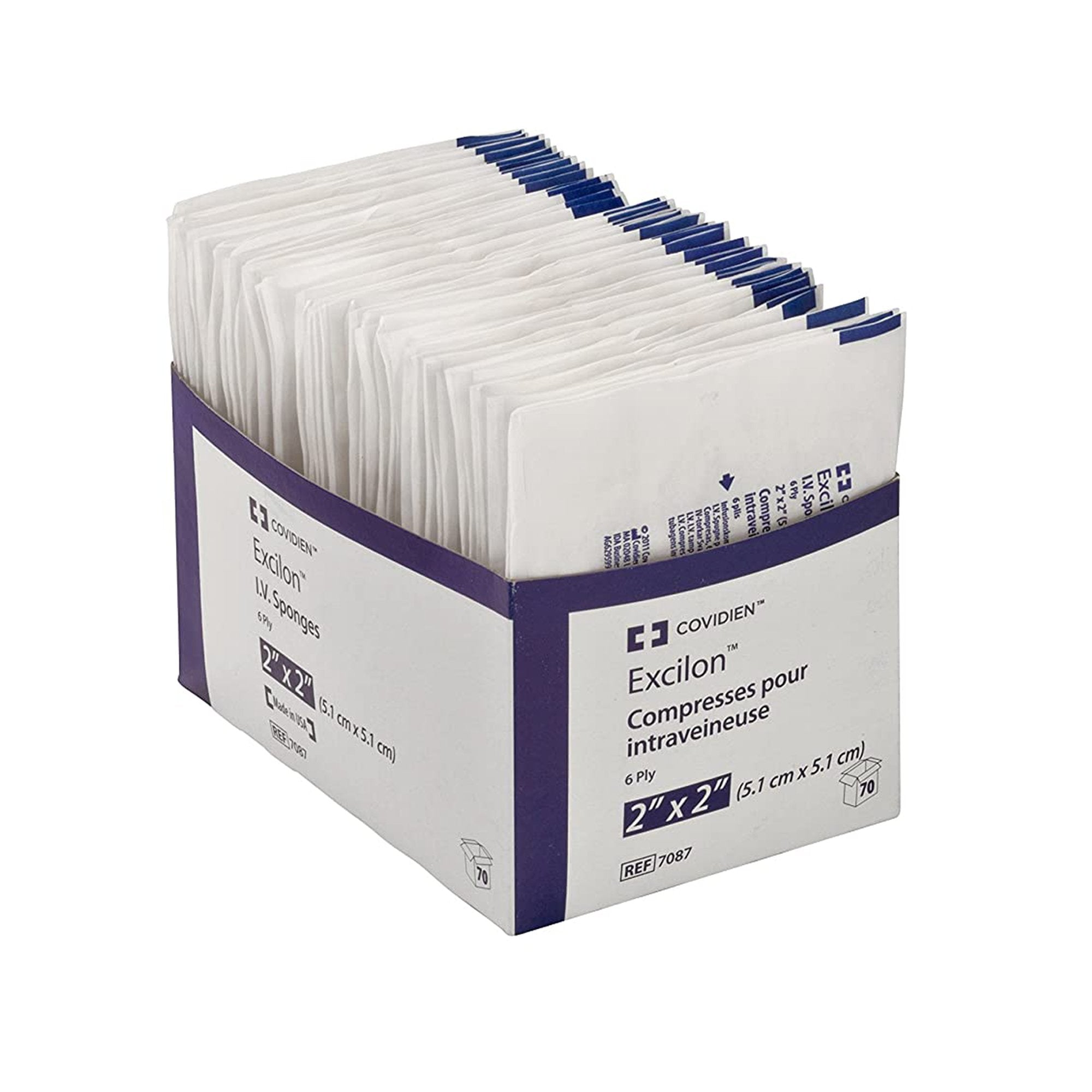 Excilon I.V. / Drain Split Dressing, 2 x 2 inch, 6-Ply-I.V. Sponge Excilon Nonwoven 2 X 2 Inch Sterile