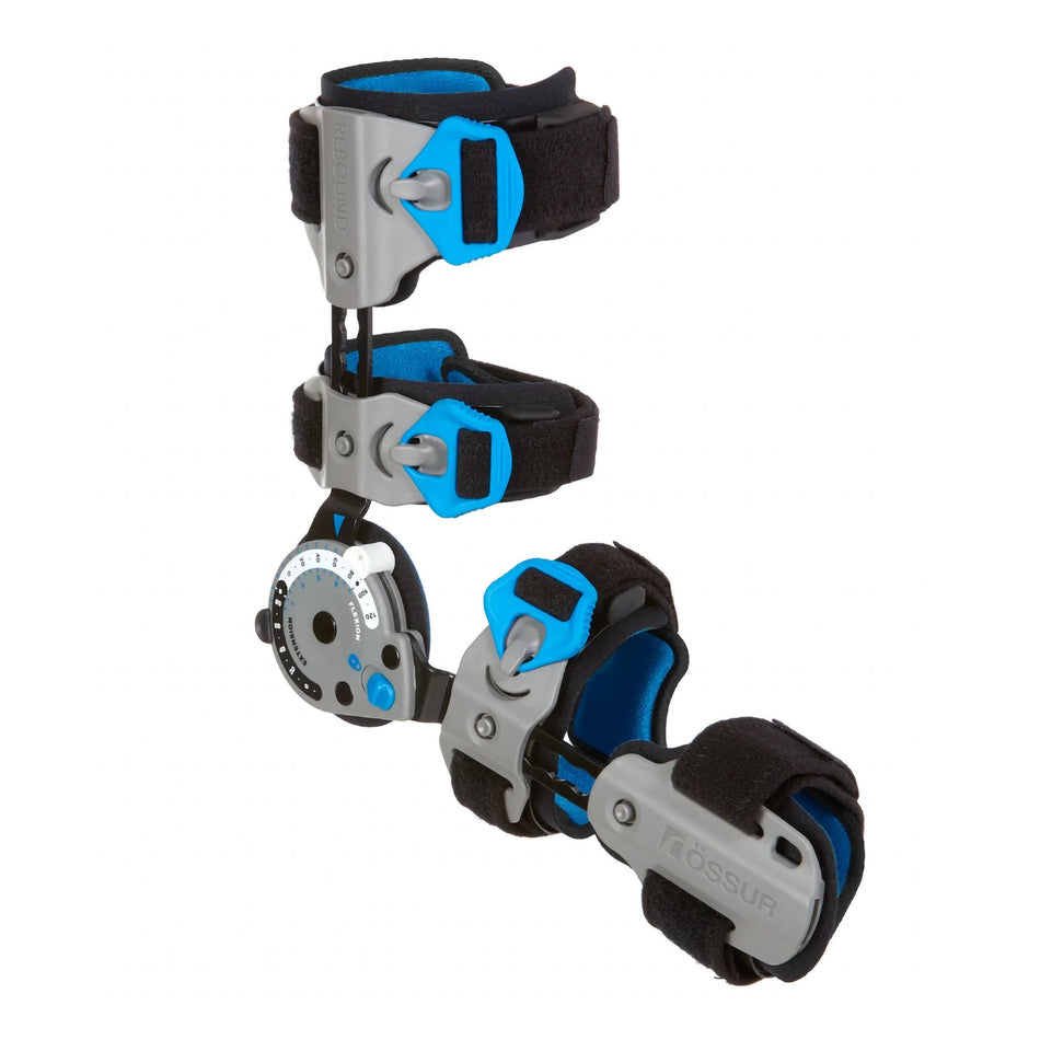Rebound Post-Op Elbow Brace for Right Arm-Post-Op Elbow Brace Rebound One Size Fits Most D-Ring / Hook and Loop Strap Closure Right Arm Black / Blue / Gray
