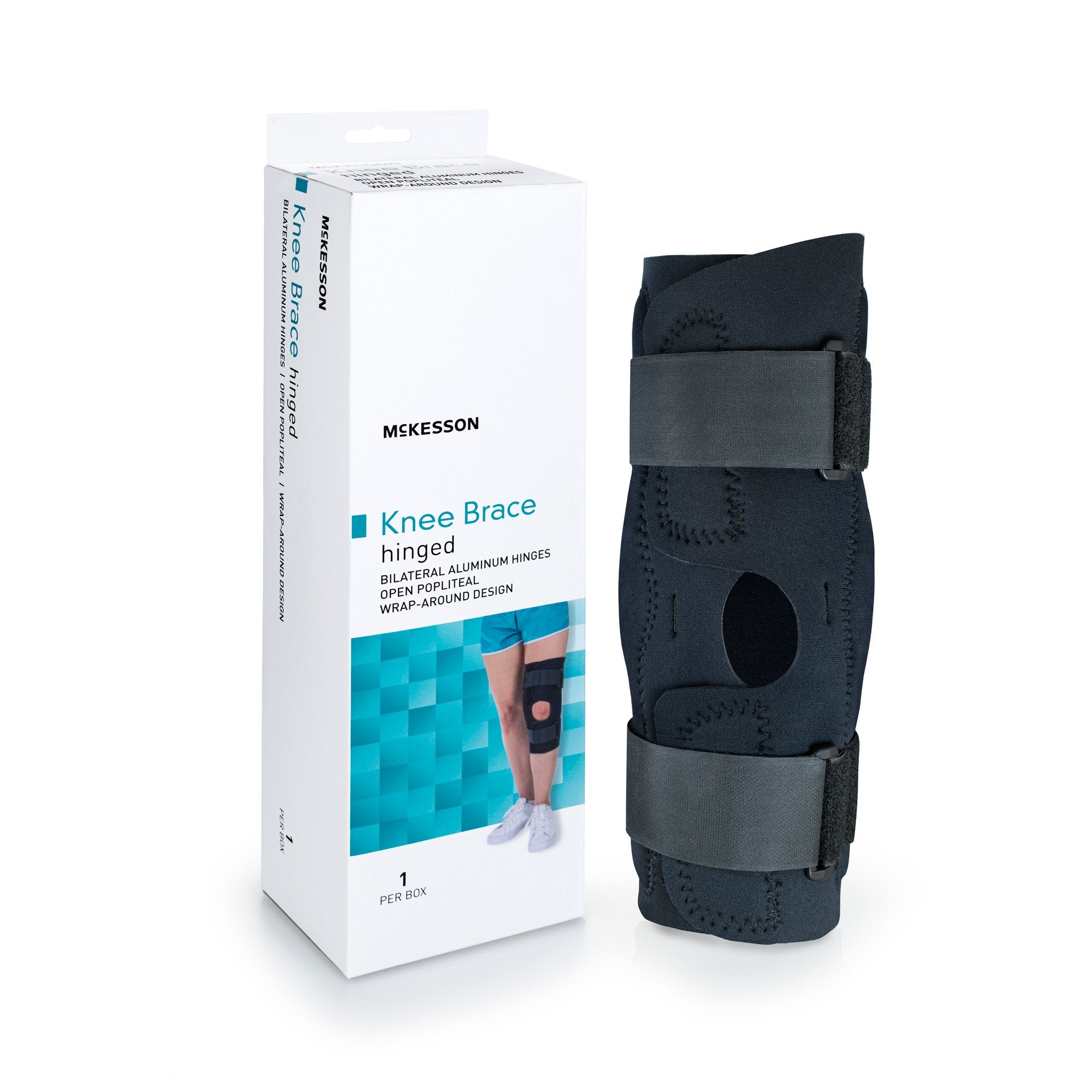 McKesson Hinged Knee Brace, 2X-Large-Knee Brace McKesson 2X-Large Wraparound / Hook and Loop Strap Closure with D-Rings 25-1/2 to 28 Inch Circumference Left or Right Knee