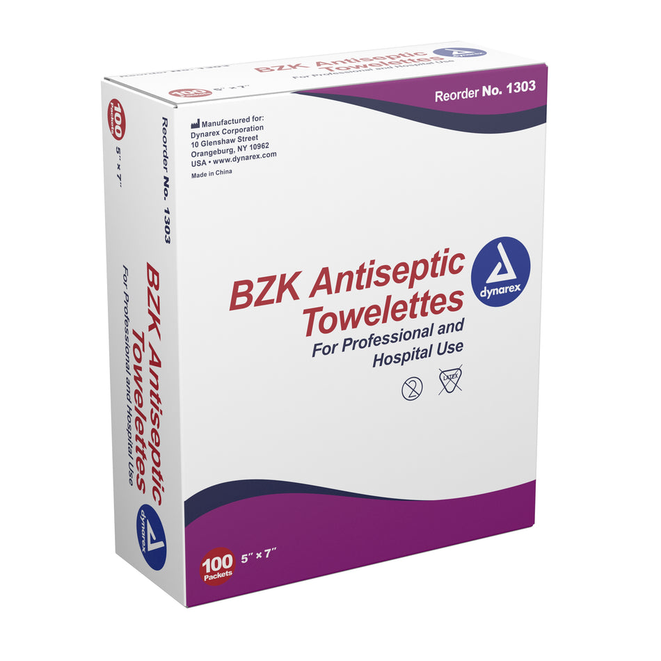 dynarex� Scented BZK Antiseptic Towelettes, Individual Packet-Antiseptic Skin Towelette Dynarex� Individual Packet Scented 100 Count