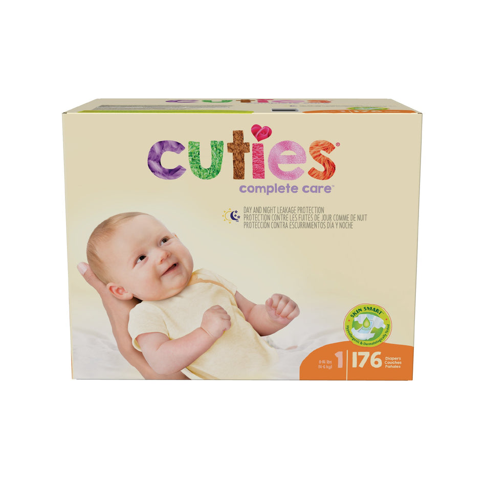 Cuties Complete Care Diaper, Size 1, 176 per Box-Unisex Baby Diaper Cuties Complete Care Size 1 Disposable Heavy Absorbency