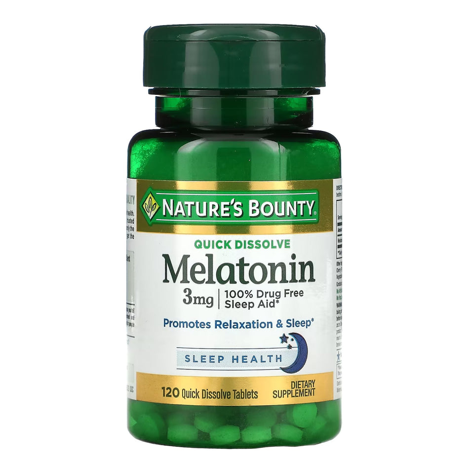 Nature's Bounty Melatonin 3 mg Capsules-Sleep Aid Nature's Bounty 120 per Bottle Tablet 3 mg Strength