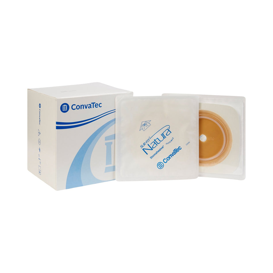 Sur-Fit Natura Colostomy Barrier With 1 7/8-2 Inch Stoma Opening, White-"Ostomy Barrier Sur-Fit Natura Trim to Fit, Standard Wear Stomahesive Adhesive 70 mm Flange Sur-Fit Natura System Hydrocolloid 1-7/8 to 2-1/2 Inch Opening 5 X 5 Inch"