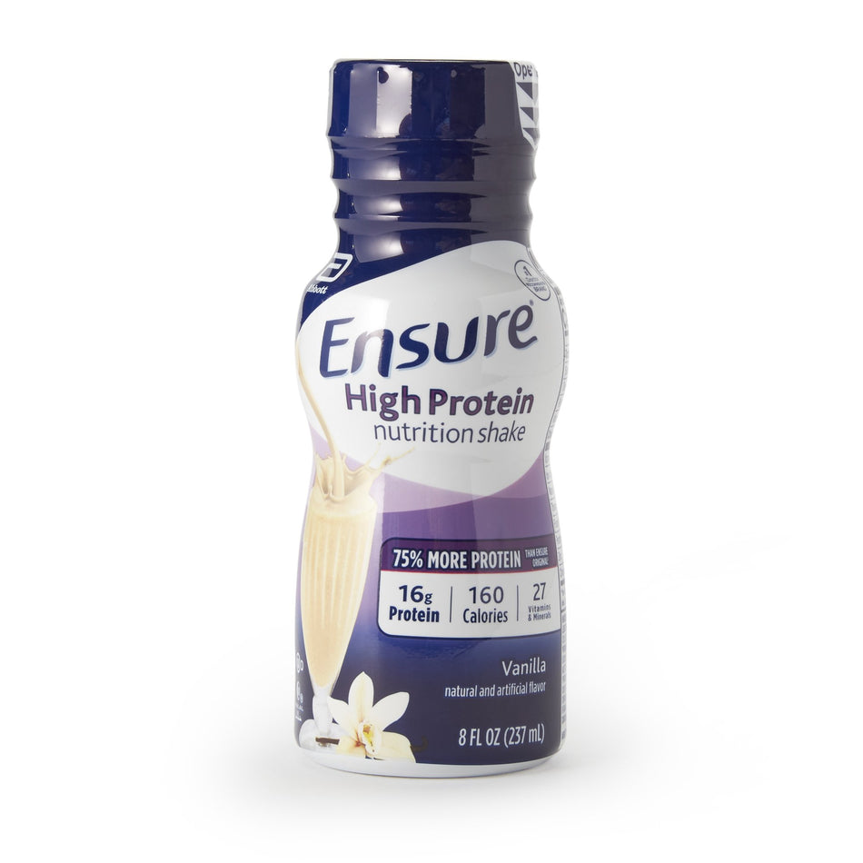 Ensure High Protein Shake, Vanilla, 8-ounce bottle-Oral Supplement Ensure High Protein Shake Vanilla Flavor Liquid 8 oz. Bottle