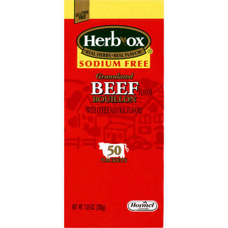 Herb-Ox Beef Bouillon Sodium Free Instant Broth-Instant Broth Herb-Ox Sodium Free Beef Flavor Bouillon Flavor Liquid 7.5 oz. Individual Packet