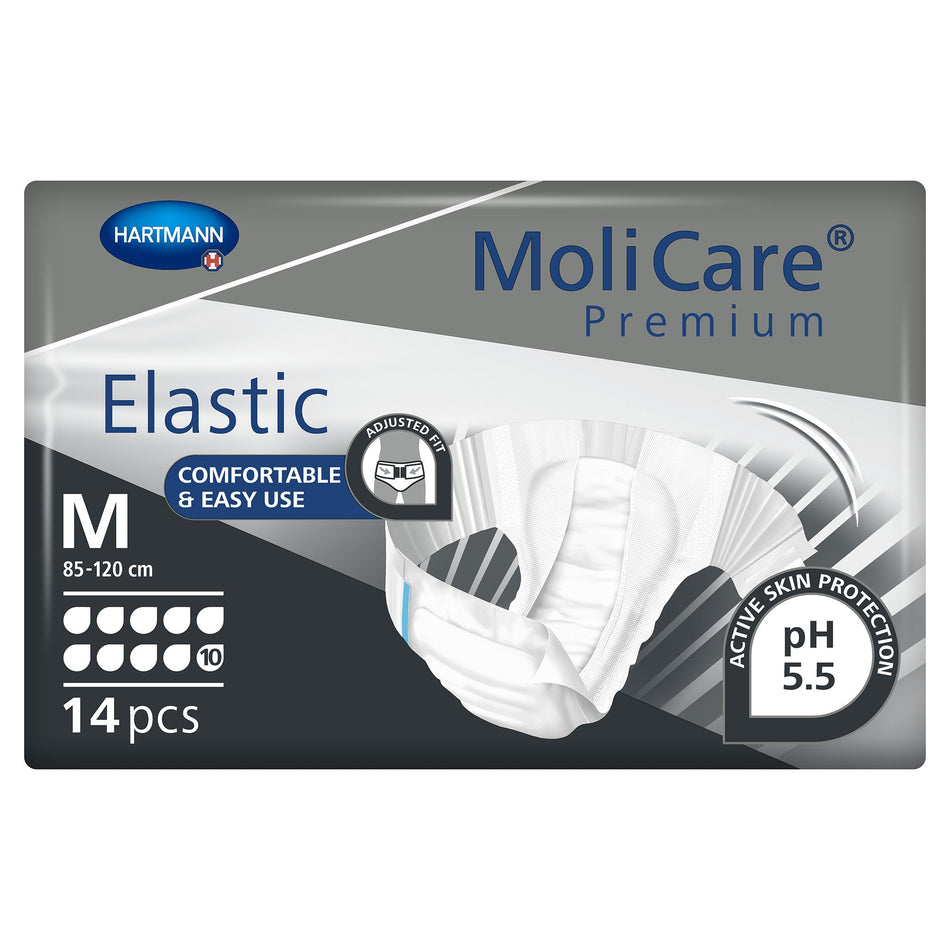 MoliCare Premium Elastic 10 Drop Absorbency Incontinence Briefs, Medium-Unisex Adult Incontinence Brief MoliCare Premium Elastic 10D Medium Disposable Heavy Absorbency