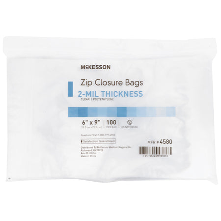 McKesson Zip Closure Bag, 6 x 9 Inches-Reclosable Bag McKesson 6 X 9 Inch Polyethylene Clear Zipper Closure