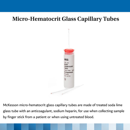McKesson Capillary Blood Collection Tube, 75 L, 1.1 x 75 mm-McKesson Capillary Blood Collection Tube Sodium Heparin Additive 75 L Without Closure Glass Tube