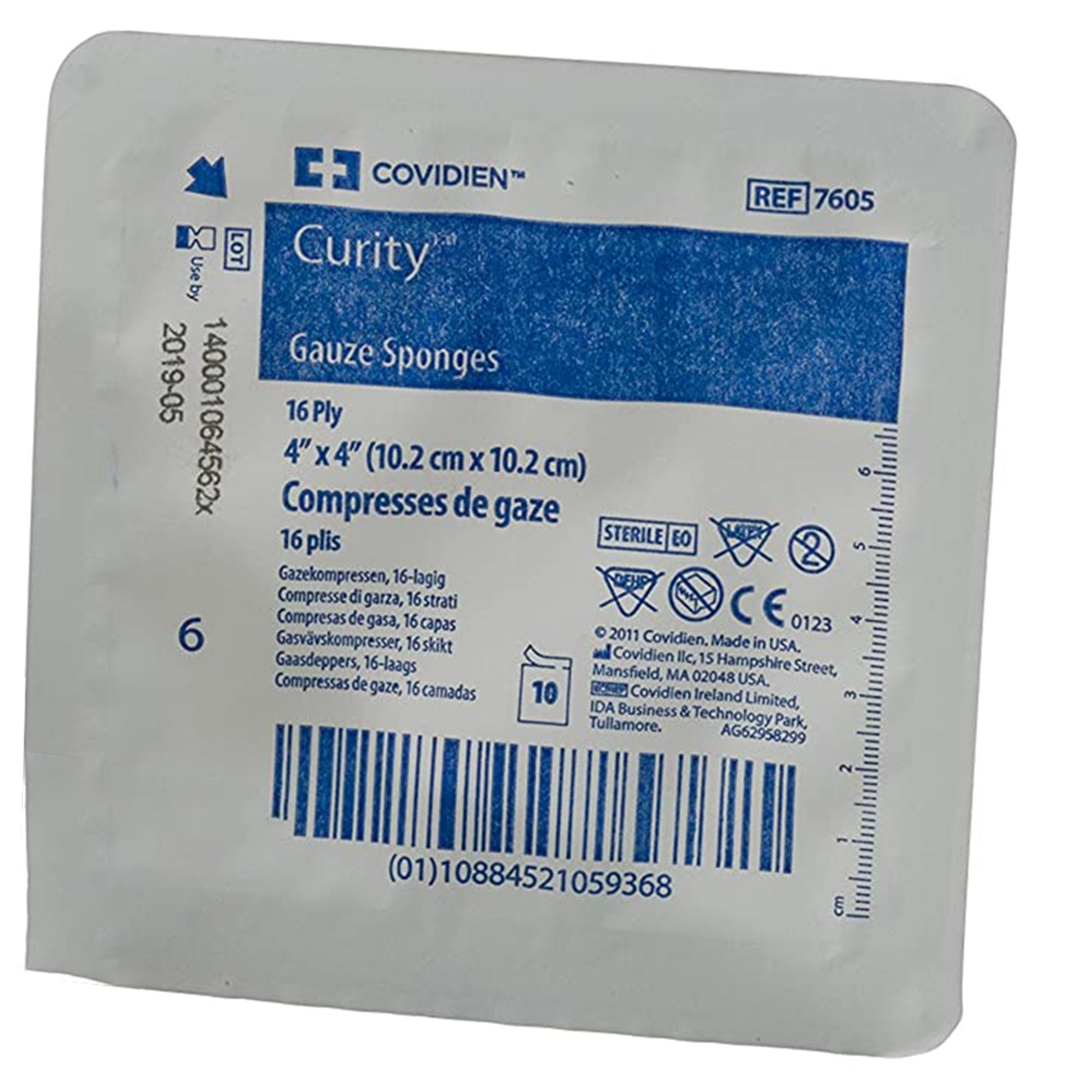 Curity Sterile USP Type VII Gauze Sponge, 4 x 4 Inch, 16-Ply-Gauze Sponge Curity 4 X 4 Inch 16-Ply Sterile 10 per Tray