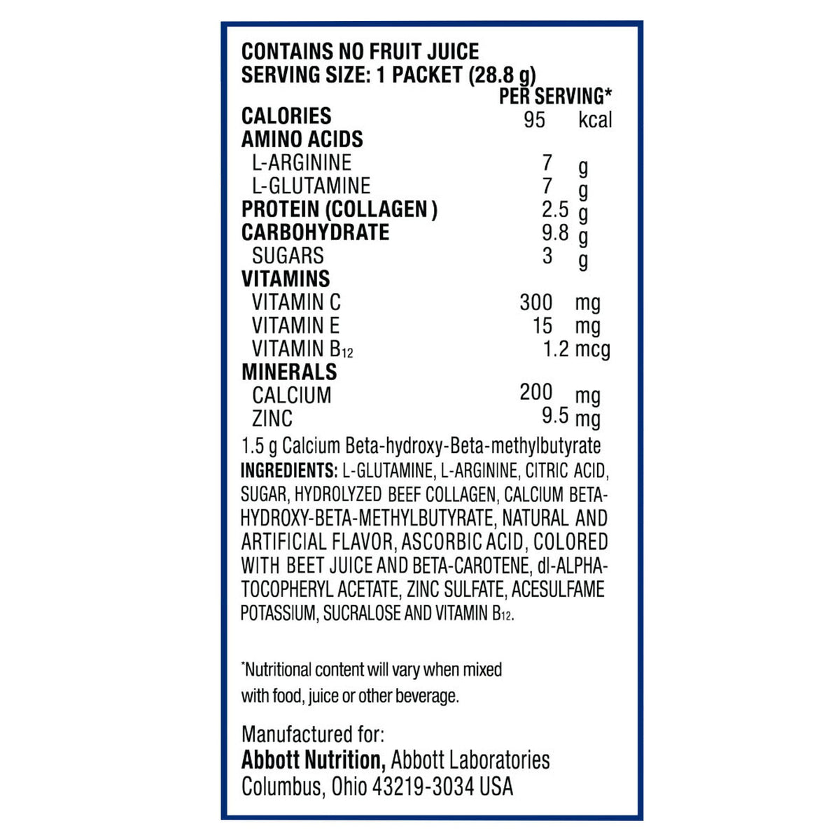 Juven Fruit Punch Therapeutic Nutrition Powder for Wound Healing-Oral Supplement Juven Fruit Punch Flavor Powder 1.01 oz. Individual Packet