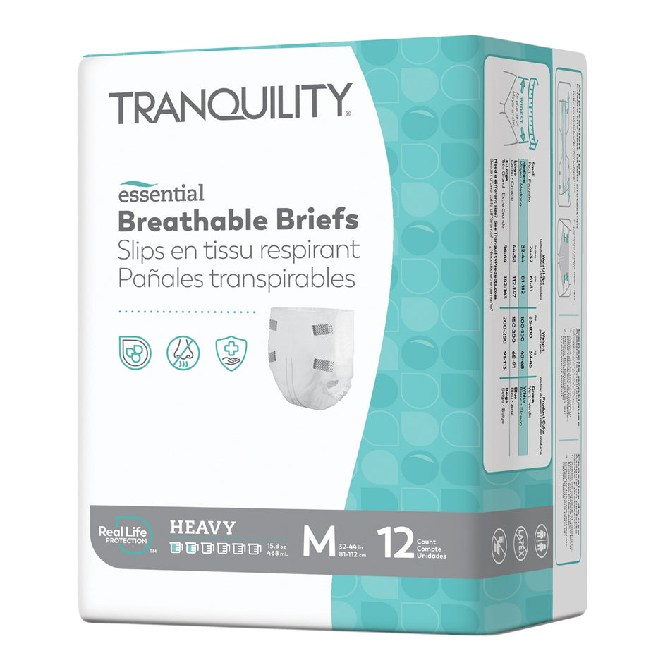 Tranquility Essential Heavy Incontinence Brief, Medium-Unisex Adult Incontinence Brief Tranquility Essential Medium Disposable Heavy Absorbency