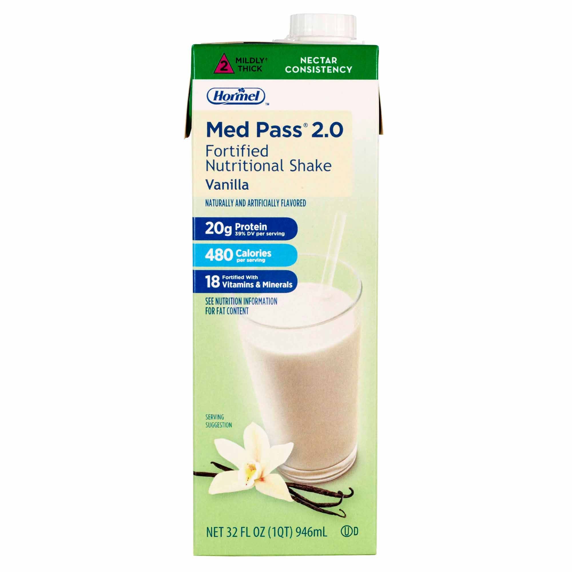 Med Pass 2.0 Vanilla Fortified Nutritional Shake, 32 ounce carton-Oral Supplement Med Pass 2.0 Vanilla Flavor Liquid 32 oz. Carton
