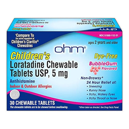 ohm Loratadine Children's Allergy Relief-Children's Allergy Relief 5 mg Strength Chewable Tablet 30 per Box